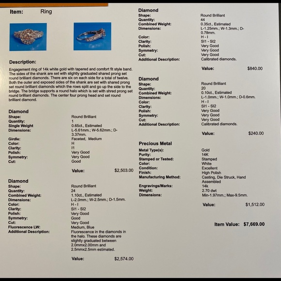 14K white gold beautiful 2.2 ct diamond ring!  💍 - Picture 6 of 7